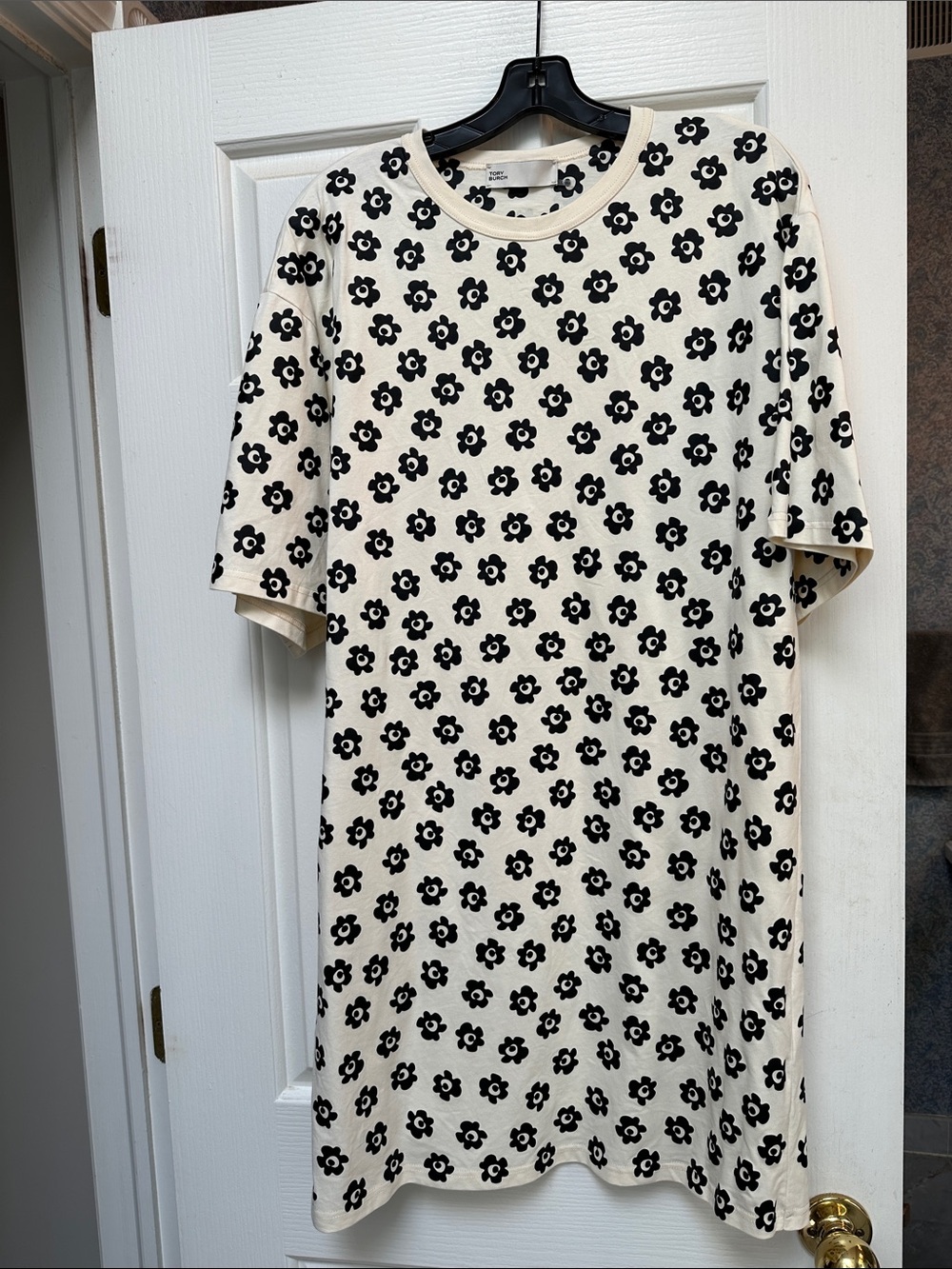 Tory Burch Cream Dress with Black Floral Print